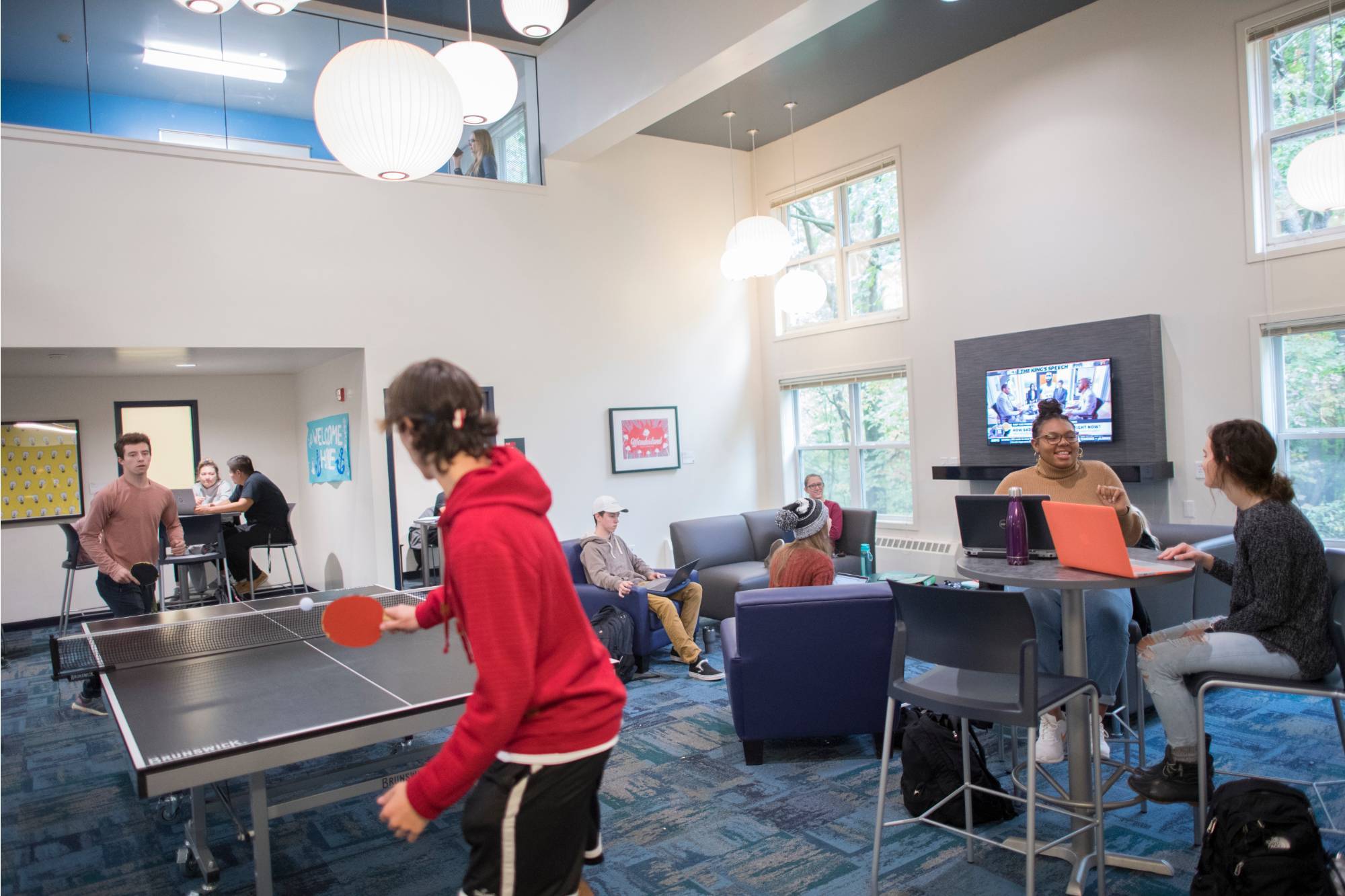Suite-style housing lounge in Kirkpatrick Living Center.
